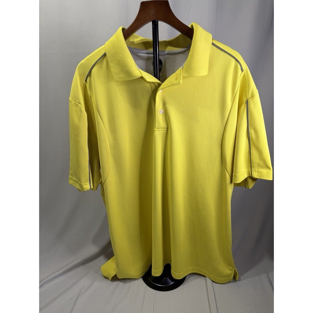 PGA Tour Golf Short Sleeve Athletic Men's Polo Shirt Breathable XXL Yellow/Gray